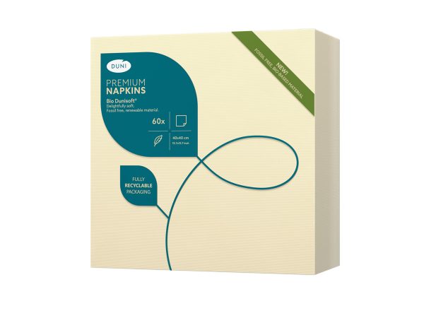 Dunisoft Bio Servet Airlaid Uni 40 x 40 cm, 6 x 60 stuks CREAM - Afbeelding 2