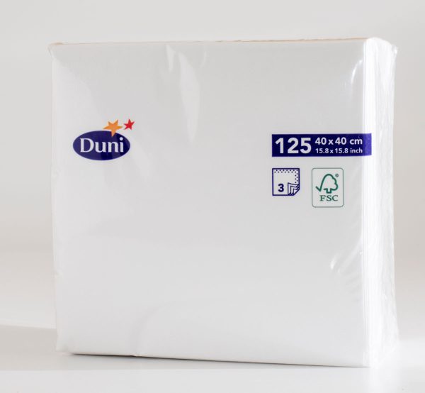 Duni Servet Uni 40 x 40 cm, 3-lgs, 8 x 125 stuks WHITE, - Afbeelding 2
